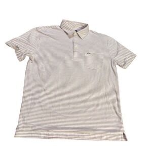 Fish Hippie Co Waterside Originals Mens Large Pink Striped Cotton Spandex Polo